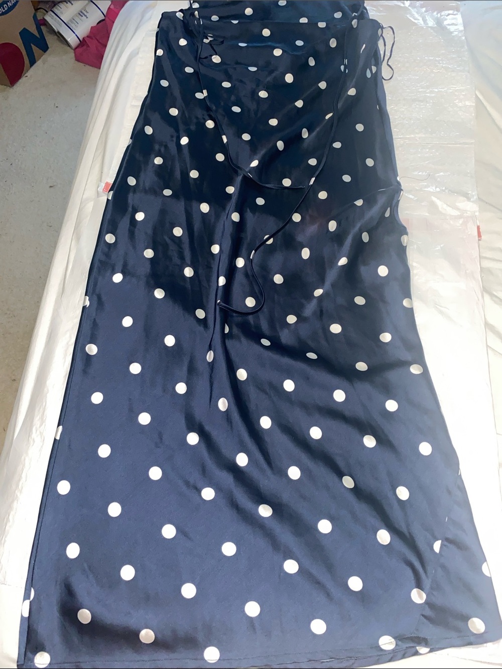 Old Navy Navy Blue Polka Dot Strapless Maxi Dress - Picture 2 of 3